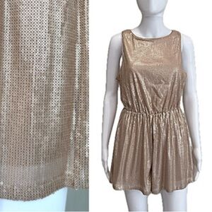 ASTR Gold Sequin Sleeveless Romper